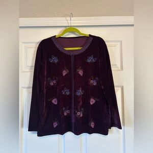 Purple Embroidered Velvet shirt